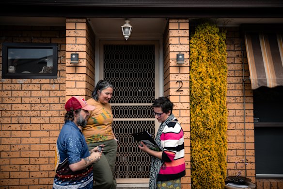 Greens candidate for Footscray Elena Pereyra door knocking in the electorate. 