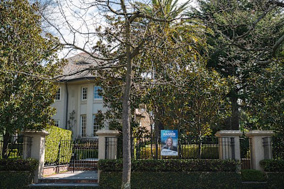 Amelia Hamer corflutes are appearing on multimillion-dollar Toorak mansions. 