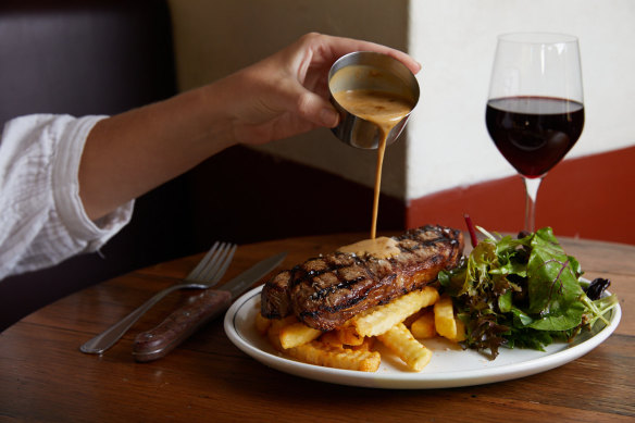 The steak special at Forrester’s in Surry Hills.