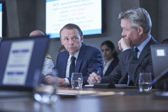Simon Pegg (centre) gives a disciplined performance as the head of a British intelligence service in The Undeclared War. 