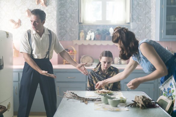 Sebastian Stan, Taissa Farmiga (as Merricat) and Alexandra Daddario in the 2018 film adaptation of We Have Always Lived in the Castle.