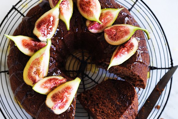Helen Goh’s burnt honey cake with figs and whisky.
