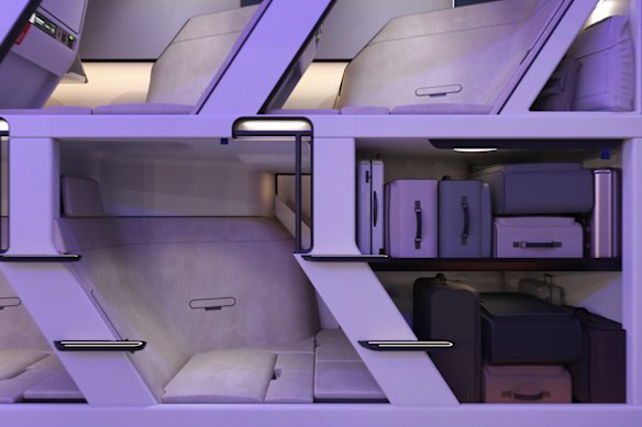 An artist’s impression of Zephyr Aerospace double-decker seating.