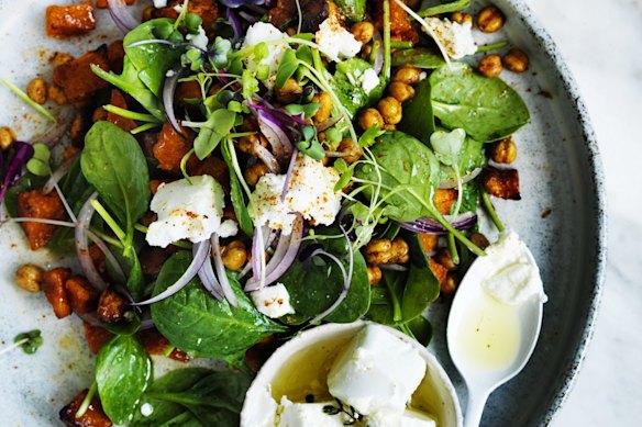 Sunday Life - May 8/16 issue
Adam Liaw recipe :ÃÂ Pumpkin, spinach and roasted chickpea salad
Photograph by William Meppem (photographer on contract, no restrictions)