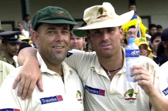 Darren Lehmann with Shane Warne in Sri Lanka in 2004.