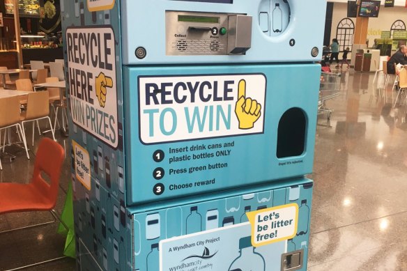 A reverse vending machine introduced by Wyndham City Council. 