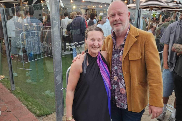 Kate Halfpenny and her husband, Chris, at Barwon Heads on New Year’s Eve 2022.