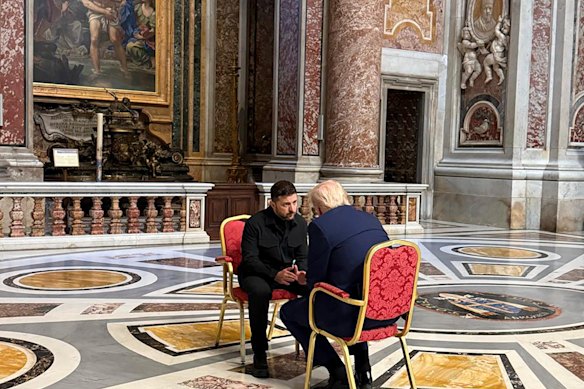 It was the first face-to-face meeting between the two leaders since February’s tense White House encounter.