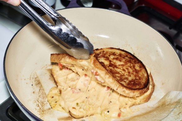 Anthony Femia from Maker and Monger makes a bechamel cheese toastie at home.