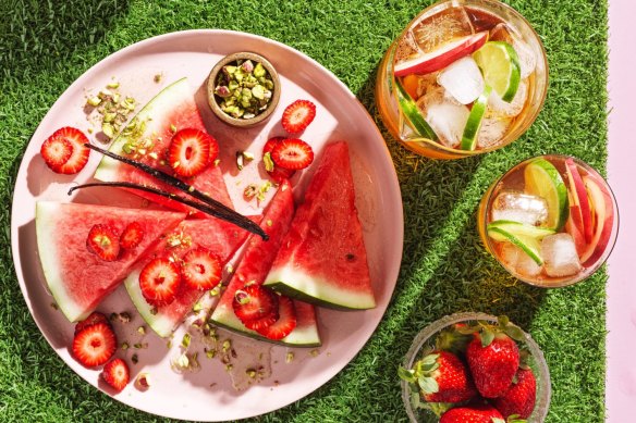 Julia Busuttil Nishimura’s 
watermelon and strawberry salad.