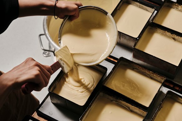 Cheesecakes ready for baking at Lulu &amp; Me in Collingwood.