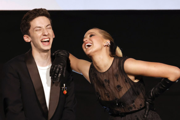 Feldman and Lawrence at the No Hard Feelings premiere in London last week.