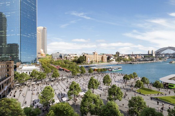The City of Sydney’s vision of Circular Quay by 2050, which would involve demolishing the Cahill Expressway.
