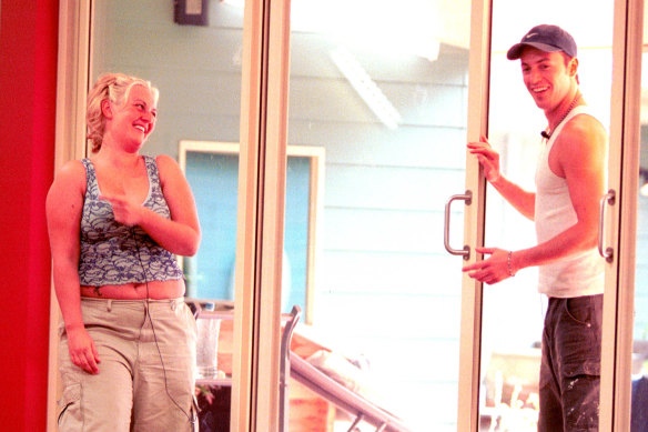 Sara-Marie Fedele and Blair McDonaugh in season one of Big Brother Australia, which aired in 2001.