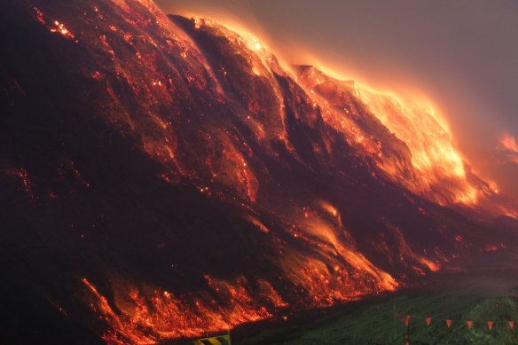 The massive open-cut mine fire at the Hazelwood plant in Morwell, February 2014.