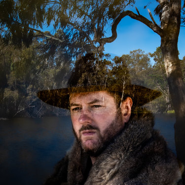Marcus Stewart, co-chair of the First Peoples’ Assembly of Victoria, on country at the Warring river (Goulburn River). Marcus is a Nira illim bulluk man of the Taungurung nation.