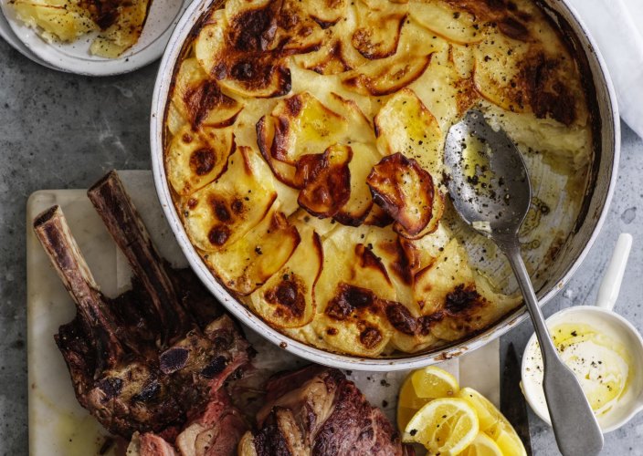 ***EMBARGOED FOR GOOD WEEKEND, SEPTEMBER 12/20 ISSUE***
Neil Perry recipeÂ : Slow-roasted Rib of Beef with Horseradish Cream and Potato Gratin
Photograph by William Meppem (photographer on contract, no restrictions)Â 