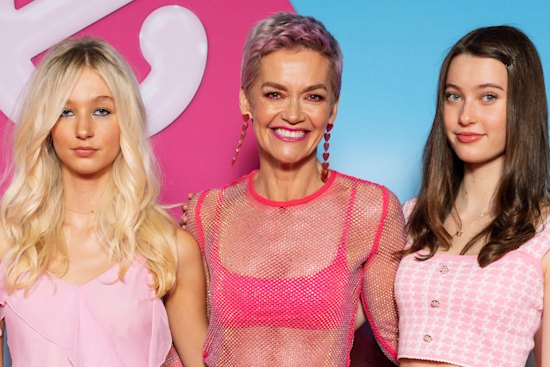 Jessica Rowe with her two daughters, Allegra and Giselle Overton.
