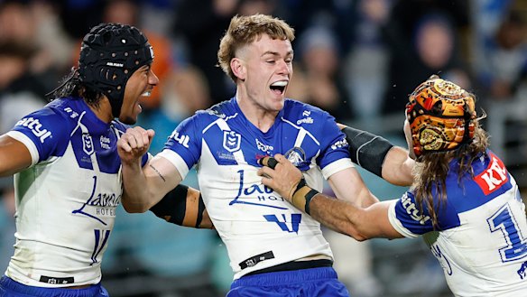 He waited 56 minutes to get on. Then Galvin scored a try on his dream Bulldogs debut
