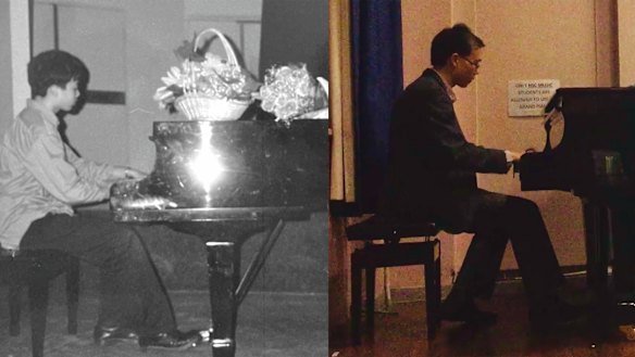 Louis Wang playing a concert aged 15, and playing the same song as an adult at a school reunion.