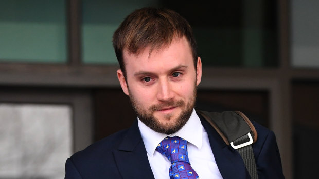 Andrew Nolch leaves the Melbourne Magistrates Court on Monday.