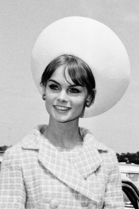 English model Jean Shrimpton at Flemington races on Melbourne Cup day, 1965.