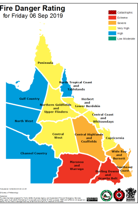 Queensland bushfire warnings for Friday. 