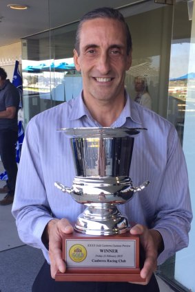Sausedge owner Tony Prinitis with the Canberra Guineas Preview Cup.