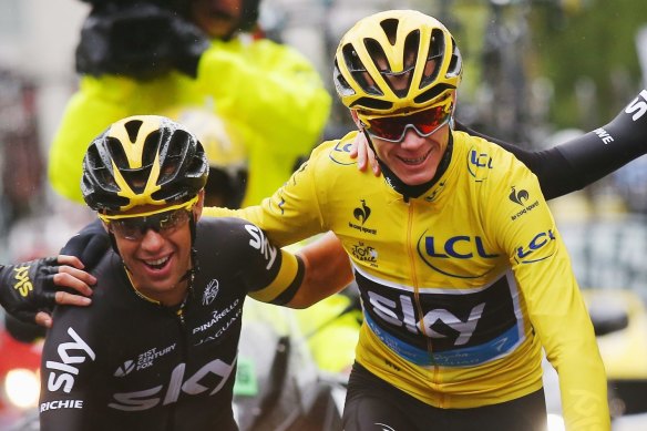 Richie Porte and Chris Froome as teammates at the Tour de France. 