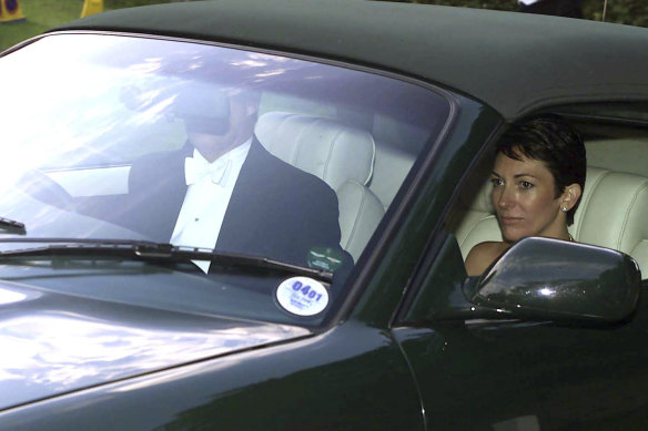 Ghislaine Maxwell, driven by Prince Andrew, leaves the wedding of a former girlfriend of the duke in 2000.