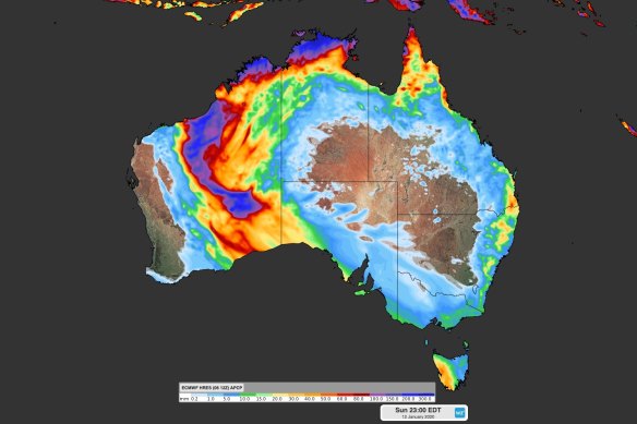 Rain is predicted over parts of Australia's northern tropics and western interior between now and Sunday, with stormy conditions across parts of NSW.