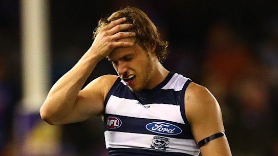 Geelong player Jake Kolodjashnij is the player at the centre of the club’s concussion drama.