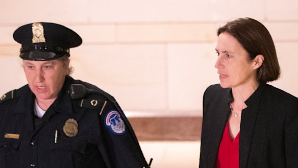 Former White House advisor on Russia, Fiona Hill, arrives on Capitol Hill in Washington, DC.