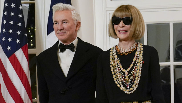 On the circuit: Baz Luhrmann and Anna Wintour arrive for a State Dinner with US President Joe Biden and French President Emmanuel Macron at the White House in Washington on December 1.