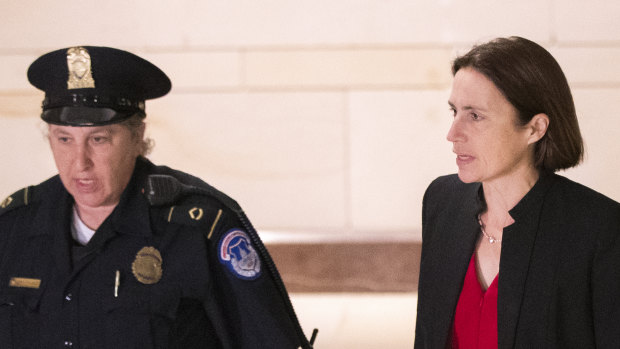 Former White House advisor on Russia, Fiona Hill, arrives on Capitol Hill in Washington, DC.