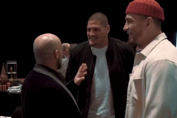 Hazem El Masri, Willie Mason and Sonny Bill Williams at the Bulldogs’ Iftar dinner.