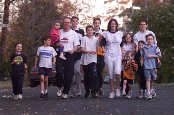 The Perrottet clan in 2000, when all ran in the City to Surf.