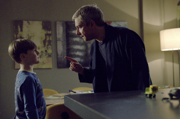 Martin Freeman as Paul (with George Wakeman as Luke), who has problems controlling his rage.