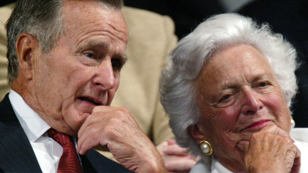 Former President George H.W. Bush and former first lady Barbara Bush in 2004, at the Republican National Convention 
