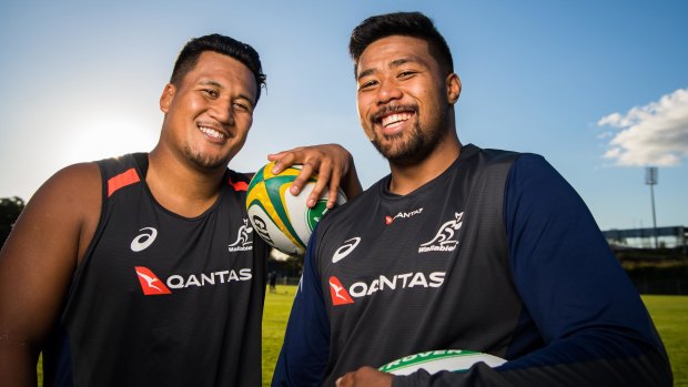 Mates: Brandon Paenga-Amosa and Folau Faingaa are a chance of making their Test debuts on Saturday against Ireland. 