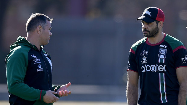 Straight up: Anthony Seibold has the strong support of Greg Inglis and the South Sydney playing group.