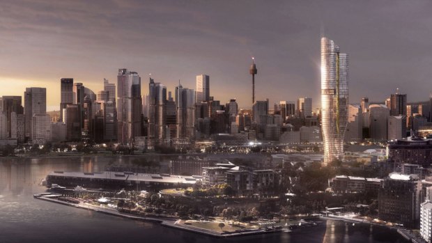 An artist's impression of a 237-metre hotel and residential tower proposed for The Star casino site in Pyrmont.