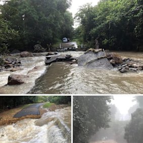 Landslides and road damage have cut off northern NSW communities. 