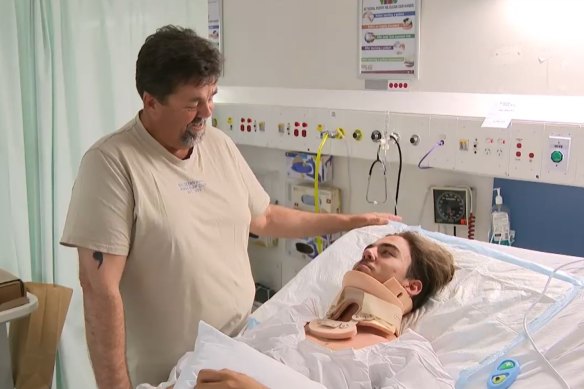 Robert with his father at Royal Perth Hospital.