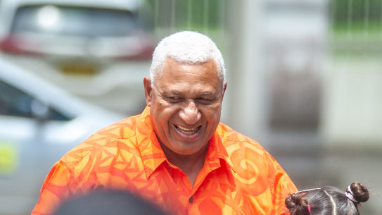 Prime Minister and FijiFirst Party leader Frank Bainimarama on his way to cast his vote on December 14 in Suva. He hasn’t yet conceded defeat.