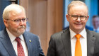 Australian ambassador to the US Kevin Rudd and Prime Minister Anthony Albanese, who is on a four-day official visit to the US.