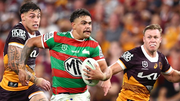 Latrell Mitchell in action during Thursday night’s loss to the Broncos.