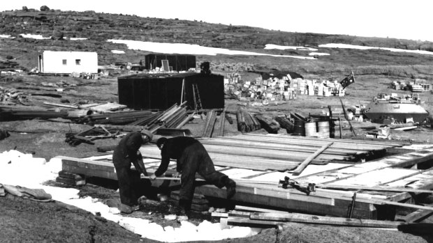 Mawson research station on the Antarctic mainland, the closest habitation to the South Pole, April 5, 1954.
