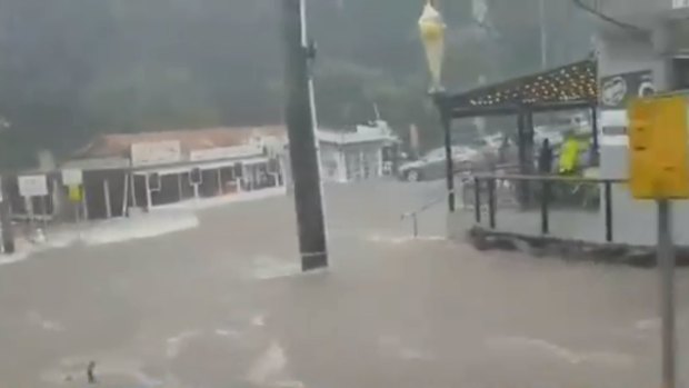 Flash flooding at Mount Tamborine on Thursday afternoon.