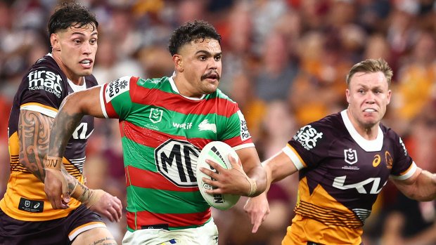 Latrell Mitchell in action during Thursday night’s loss to the Broncos.